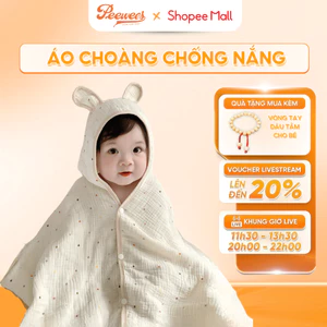 Áo Choàng Chống Nắng Cho Bé PeeWees Chất Liệu Vải Xô Muslin Thoáng Khí, Che Kín Toàn Thân, Kèm Tấm Chống Giọt Bắn