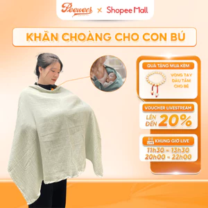 Khăn Choàng Cho Bé Bú PeeWees Cao Cấp Chất Liệu Vải Muslin Độ Bền Cao, Mềm Mại, Thoáng Khí, Kích Thước Rộng Rãi