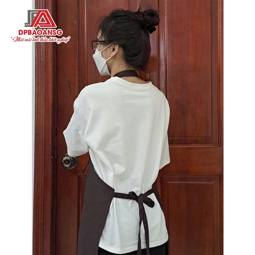 Tạp Dề Kaki Dài Màu Nâu Unisex Chuẩn Đồng Phục Quán, Nhà Hàng – Nhận In Thêu Logo