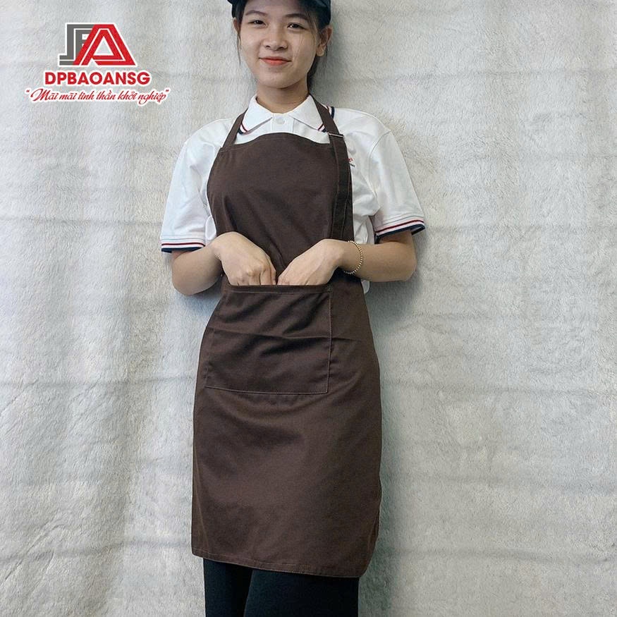 Tạp Dề Kaki Dài Màu Nâu Unisex Chuẩn Đồng Phục Quán, Nhà Hàng – Nhận In Thêu Logo