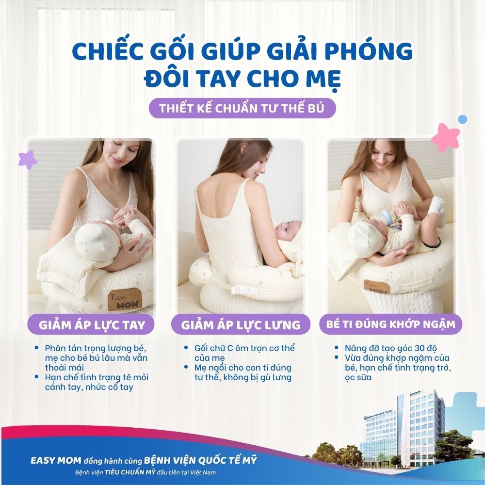 [DEAL AIH] Gối Cho Con Bú 2in1 Easy MOM Kết Hợp Gối Chống Trào Cho Bé Ăn Dặm Cao Cấp Giúp Mẹ Thoải Mái Giảm Đau Nhức