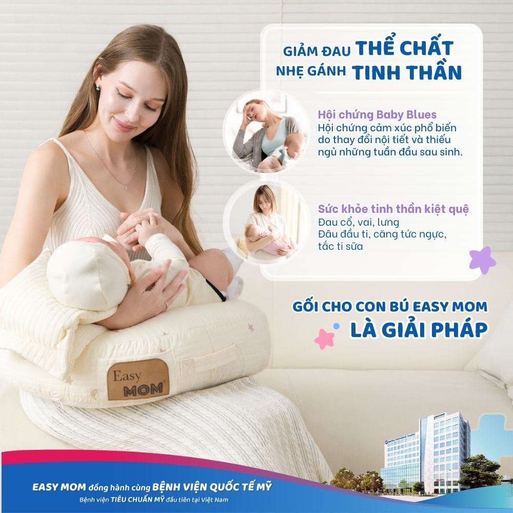 [DEAL AIH] Gối Cho Con Bú 2in1 Easy MOM Kết Hợp Gối Chống Trào Cho Bé Ăn Dặm Cao Cấp Giúp Mẹ Thoải Mái Giảm Đau Nhức