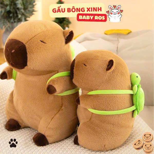Chuột Lang Nước Nâu Capybara Đeo Cặp To Khổng Lồ - Quà tặng trẻ em, sinh nhật, người yêu - Gấu Bông Xinh Ros