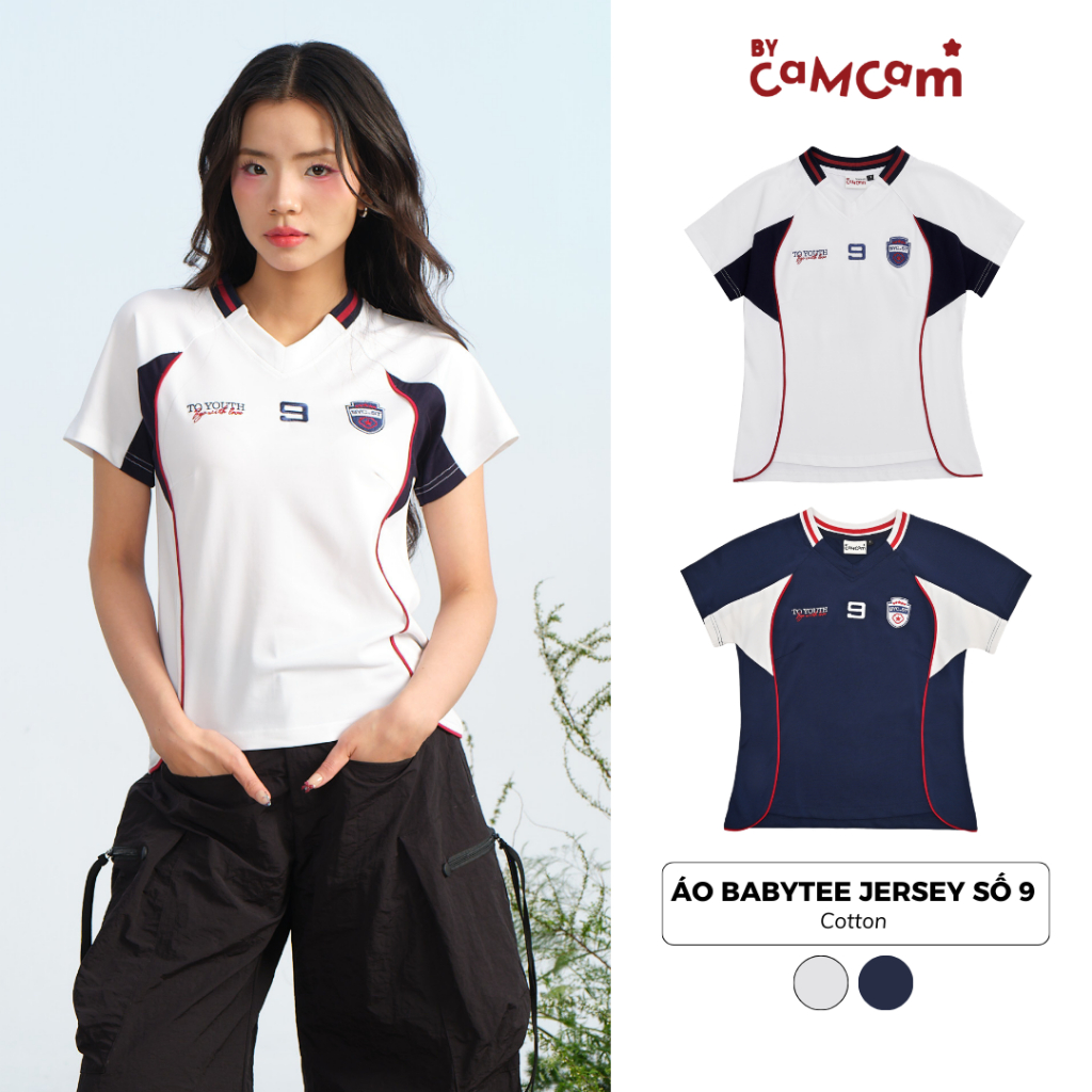 Áo Thun Babytee Thể Thao 𝑩𝒚𝒄𝒂𝒎𝒄𝒂𝒎 Jersey Số 9 Soccer Hack Dáng Đường Phố Cho Nữ ATN006