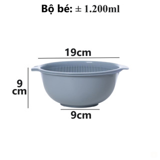 Bộ chậu rổ tròn Hokori 6 món nhựa bền an toàn thực phẩm thoát nước nhanh ráo sạch dễ vệ sinh - (2375+2376+2377)