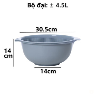 Bộ chậu rổ tròn Hokori 6 món nhựa bền an toàn thực phẩm thoát nước nhanh ráo sạch dễ vệ sinh - (2375+2376+2377)