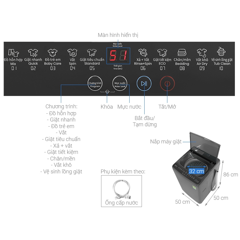 Máy Giặt Hisense Cửa Trên 8kg WTZQ8012UT -  Tiết Kiệm | Sạch Sâu | Bộ Lọc Đôi - Bảo Hành 2 Năm - Miễn Phí Giao Hàng