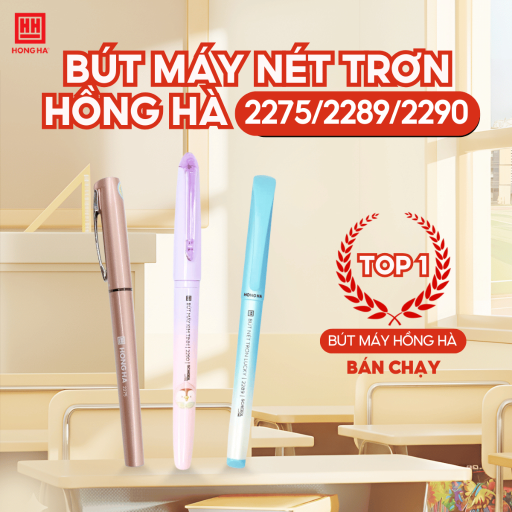Bút máy Hồng Hà nét đều ngòi trơn, Bút mực luyện viết dành cho học sinh tiểu học - Bút 2275, 2289, 2290