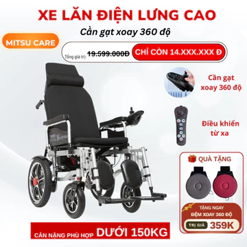 Xe Lăn Điện Ngả Lưng 170° CAO CẤP, Xe lăn điện GẤP GỌN cho người già, bệnh nhân (BẢO HÀNH 2 NĂM)