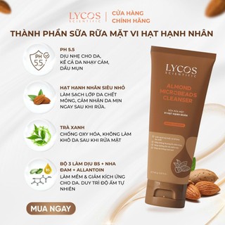 Sữa Rửa Mặt Vi Hạt Hạnh Nhân Lycos – Sạch Sâu, Ngừa Mụn Đầu Đen & Căng Mịn Da
