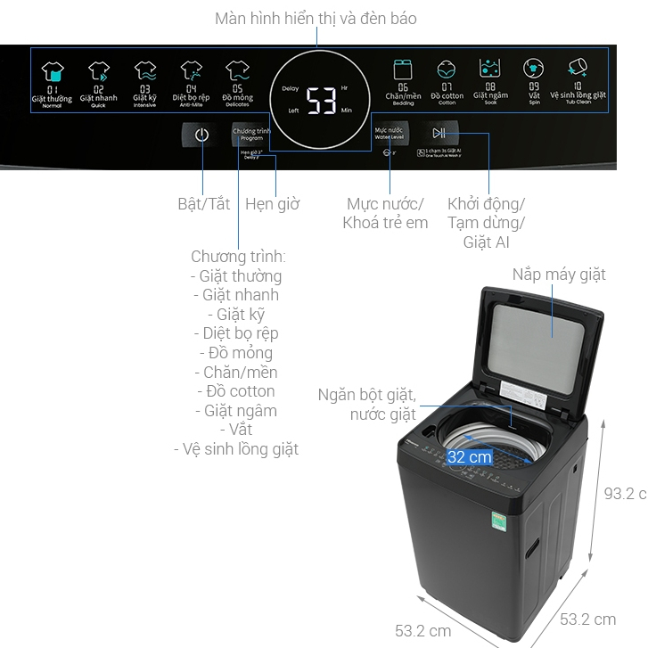 Máy Giặt Cửa Trên Hisense 8kg WT80F30 - Giặt AI | Tiết Kiệm | Nắp Giảm Chấn - BH 2 Năm - Giao Hàng Miễn Phí Tận Nơi