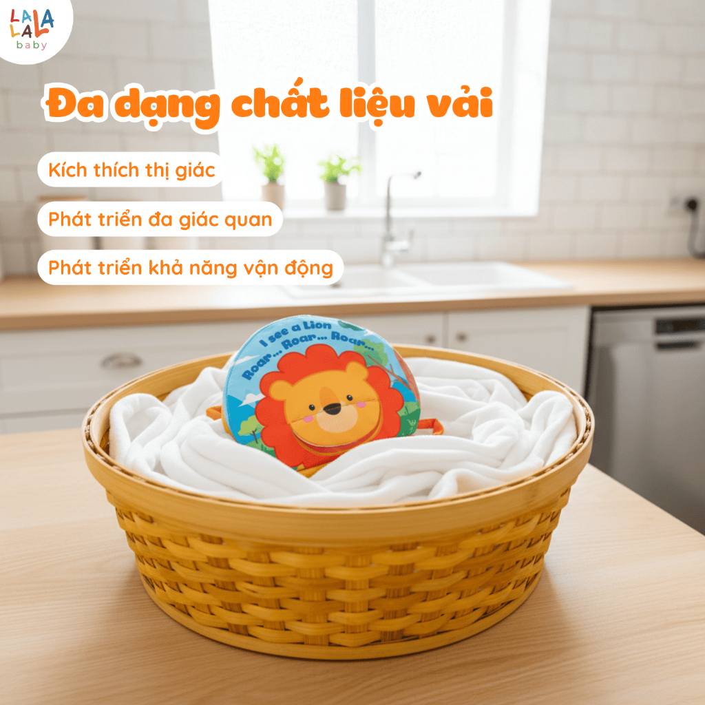 Sách vải cho bé đồ chơi cho trẻ Lalala baby sơ sinh đồ chơi vải Animals on the farm đồ chơi vải đa tương tác