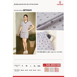 6BFN06 Đồ bộ mặc nhà nữ CARDINA chất liệu tăm lạnh cao cấp co dãn thoải mái phom dáng trẻ trung năng động