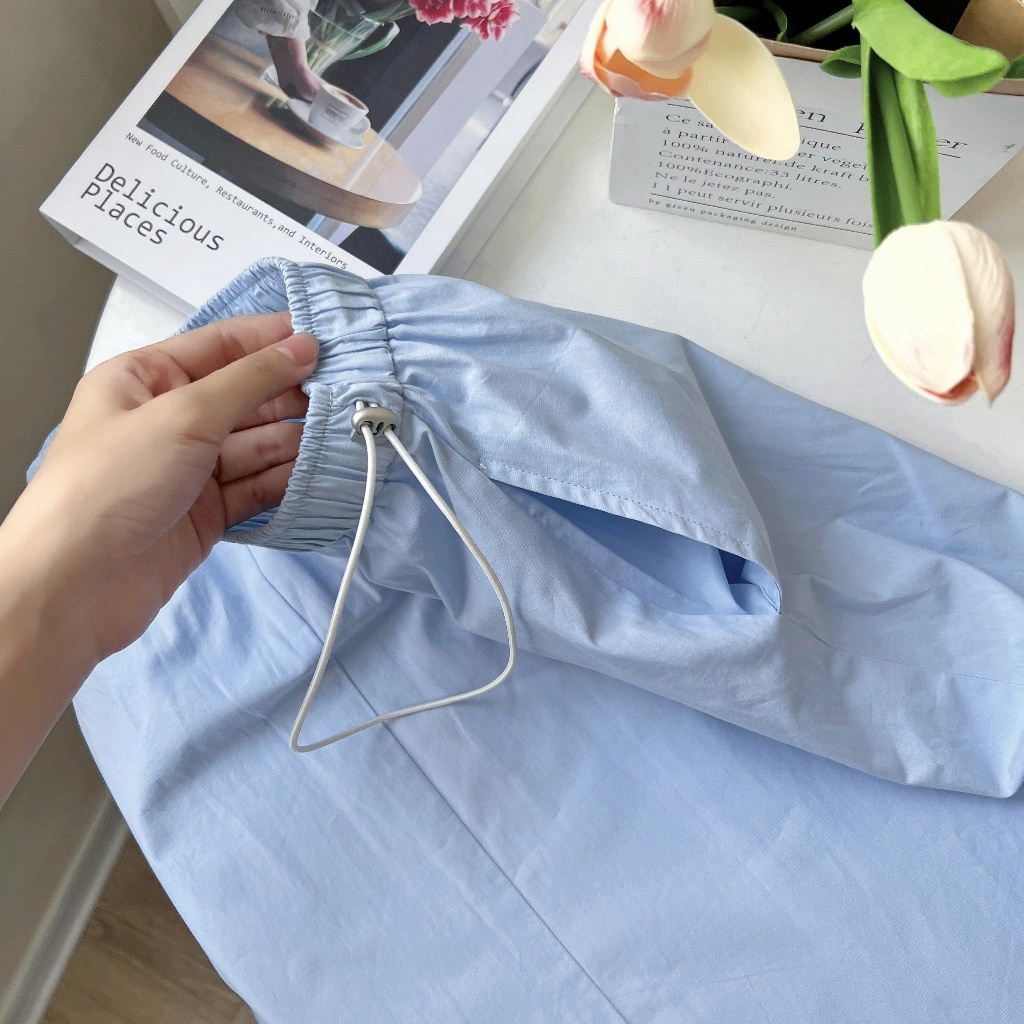 Chân váy thô Suzy Skirt cạp chun dành cho mẹ bầu và sau sinh chất liệu vải thô lụa mềm, thoáng mát thiết kế BY L'AMME