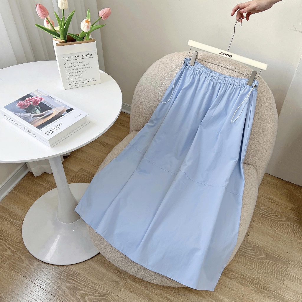 Chân váy thô Suzy Skirt cạp chun dành cho mẹ bầu và sau sinh chất liệu vải thô lụa mềm, thoáng mát thiết kế BY L'AMME