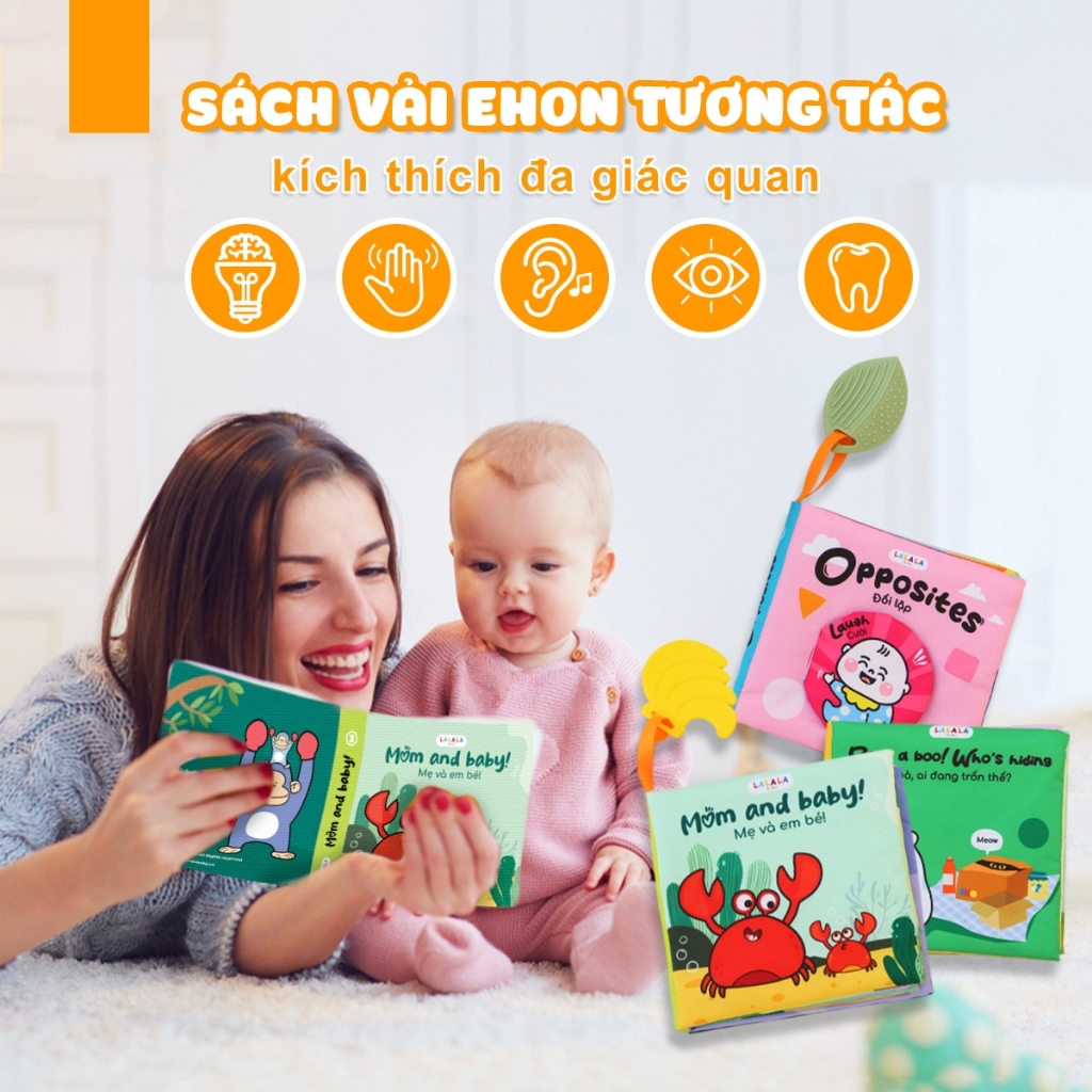 Sách vải cho bé đồ chơi cho trẻ Lalala baby sơ sinh đồ chơi vải Animals on the farm đồ chơi vải đa tương tác