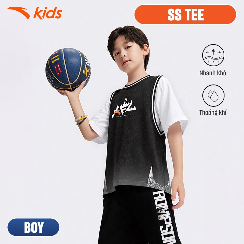 ANTA KIDS Áo Phông Ngắn Tay Bóng Rổ Bé Trai 3525C1101