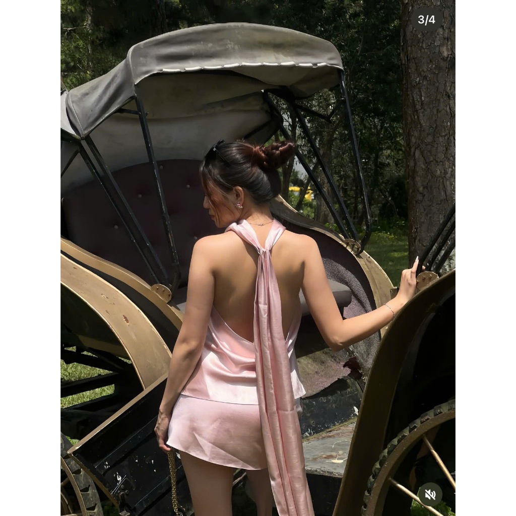 Set Áo Yếm Lụa Cao Cấp Hở Lưng Và Chân Váy Ngắn Chữ A CELI SET Form Suông Nhẹ Mềm Mại Có Lót SAN Clothings - P186