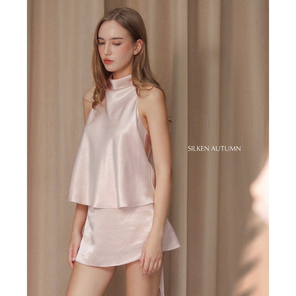 Set Áo Yếm Lụa Cao Cấp Hở Lưng Và Chân Váy Ngắn Chữ A CELI SET Form Suông Nhẹ Mềm Mại Có Lót SAN Clothings - P186