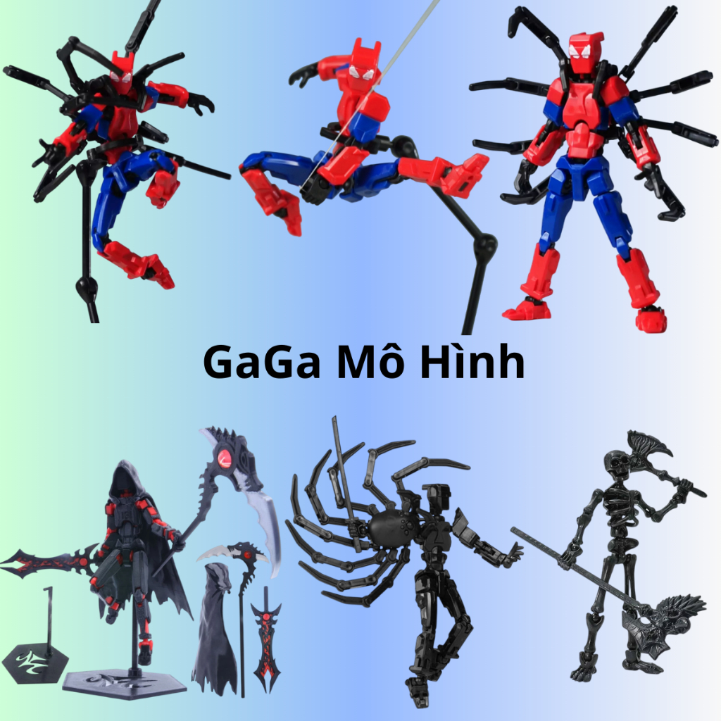 Mô hình lắp ráp người nhện spider, robot dummy 13 bóng đêm kèm phụ kiện, khớp cử động linh hoạt -GaGaMoHinh