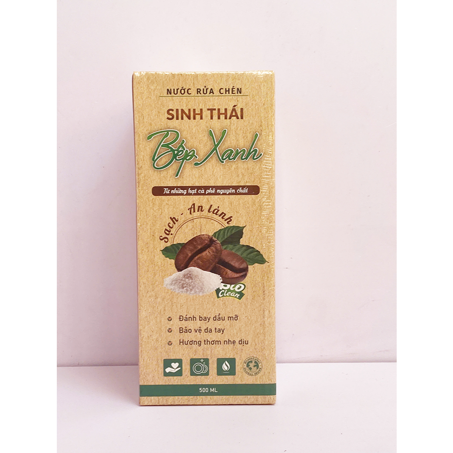 Nước Rửa Chén Bát Sinh Thái Bếp Xanh Thanh Mộc Hương, Chiết Xuất Cafe, Không Hại Da Tay, chai 500ml