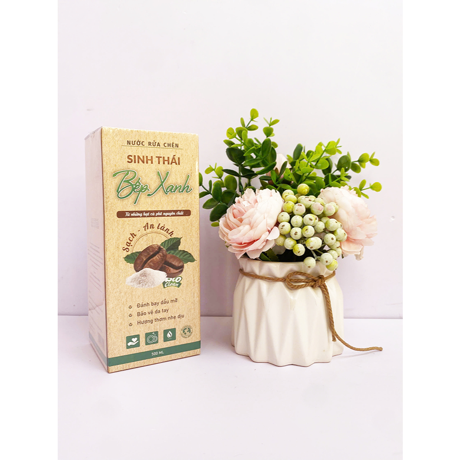 Nước Rửa Chén Bát Sinh Thái Bếp Xanh Thanh Mộc Hương, Chiết Xuất Cafe, Không Hại Da Tay, chai 500ml