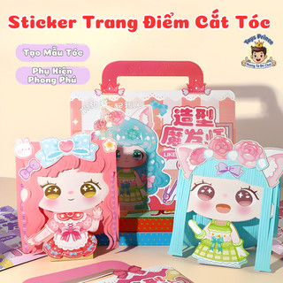 Set Sticker Trang Điểm Tạo Mẫu Tóc Công Chúa Tặng Kèm Băng Kéo Và Nhiều Phụ Kiện Trang Trí - Đồ Chơi Thủ Cong Sáng Tạo