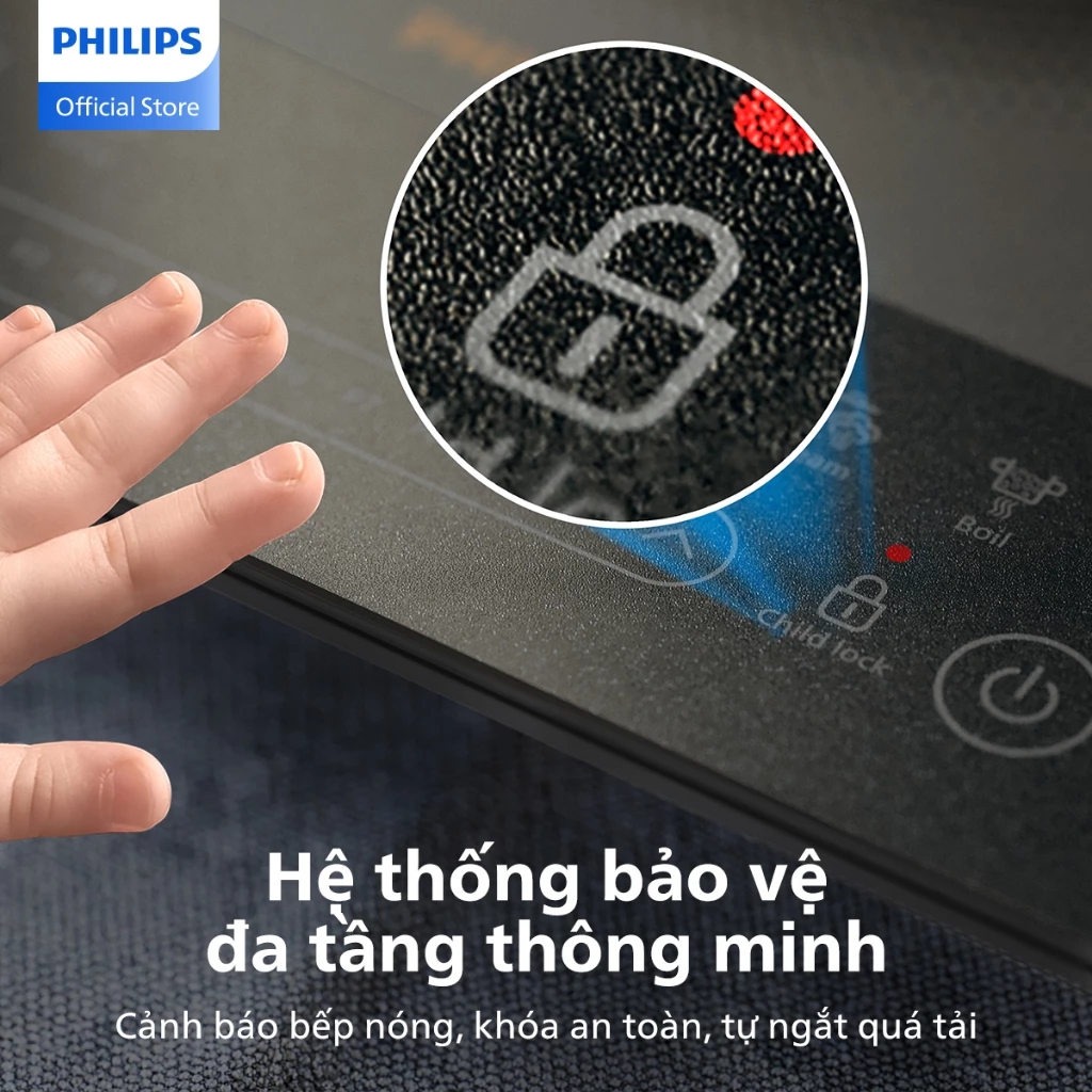 [TẶNG KÈM CHẢO] Bếp Từ Đơn Philips HD5830/90 - 2000W - Bảo Hành Chính Hãng 24 tháng - Tiết Kiệm Điện, Nấu An Toàn