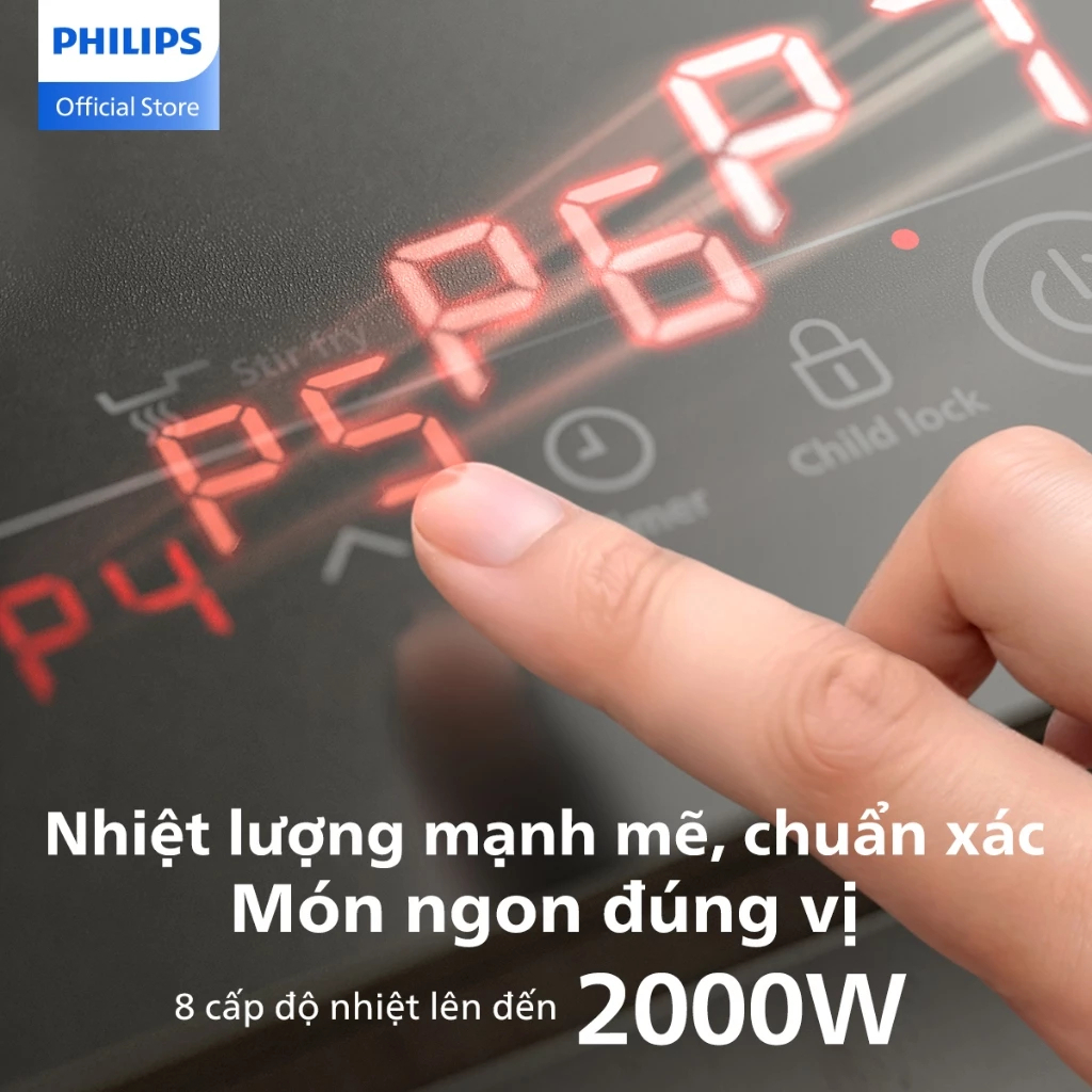 [TẶNG KÈM CHẢO] Bếp Từ Đơn Philips HD5830/90 - 2000W - Bảo Hành Chính Hãng 24 tháng - Tiết Kiệm Điện, Nấu An Toàn