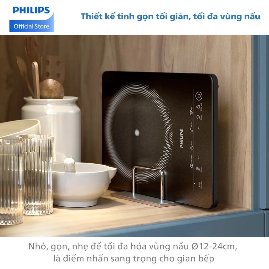 [TẶNG KÈM CHẢO] Bếp Từ Đơn Philips HD5830/90 - 2000W - Bảo Hành Chính Hãng 24 tháng - Tiết Kiệm Điện, Nấu An Toàn