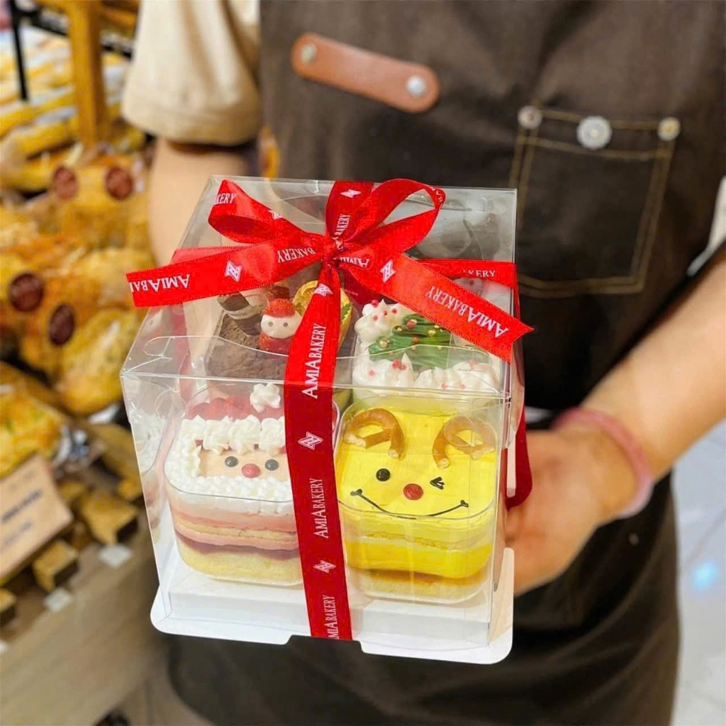 Combo 10 Hộp Mica Đựng Bánh Kem, Bánh Sinh Nhật, Set Bánh Lạnh, Bánh Ngọt - Hộp 3 Chi Tiết [Size 15 x 15 x cao 15 cm]