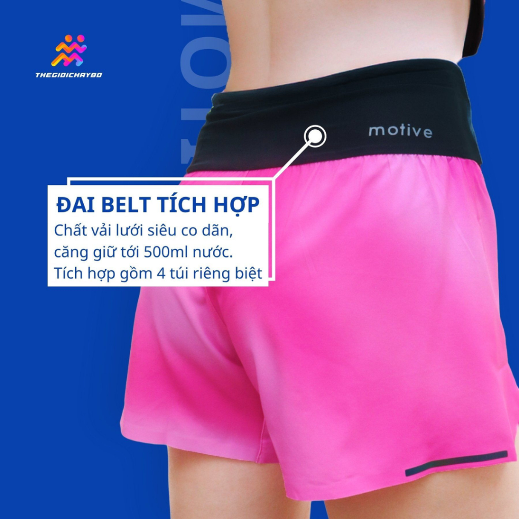 Quần Chạy Bộ Nam Motive SM201 Có Đai Belt Tích Hợp Siêu Nhẹ, Co Giãn 4 Chiều