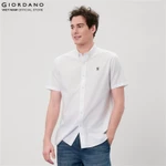 GIORDANO Áo Sơ Mi Nam Ngắn Tay Thêu Logo Sư Tử Cotton Oxford Lion Shirt 01046283 — ảnh 5
