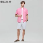 GIORDANO Áo Sơ Mi Nam Ngắn Tay Thêu Logo Sư Tử Cotton Oxford Lion Shirt 01046283 — ảnh 3