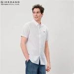 GIORDANO Áo Sơ Mi Nam Ngắn Tay Thêu Logo Sư Tử Cotton Oxford Lion Shirt 01046283 — ảnh 4
