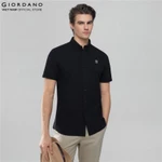 GIORDANO Áo Sơ Mi Nam Ngắn Tay Thêu Logo Sư Tử Cotton Oxford Lion Shirt 01046283 — ảnh 7