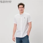 GIORDANO Áo Sơ Mi Nam Ngắn Tay Thêu Logo Sư Tử Cotton Oxford Lion Shirt 01046283 — ảnh 6