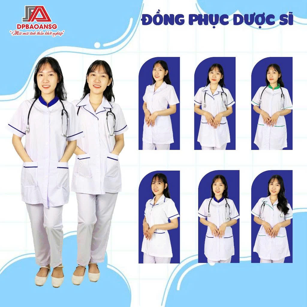 Áo Dược Sĩ Nữ Tay Ngắn Vải Kate Silk Mỏng Nhẹ, Thoáng Mát Cho Nhân Viên Y Tế - Đa Dạng Mẫu