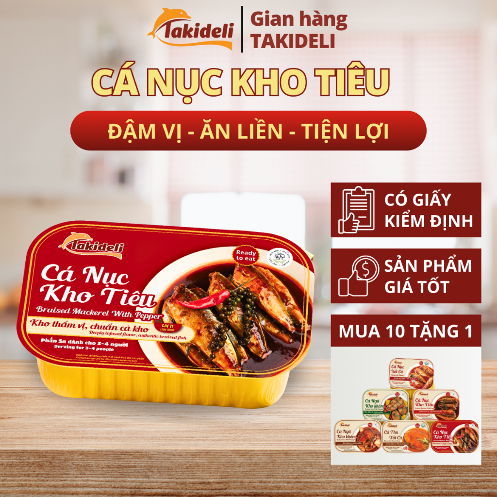 Cá Nục Kho Tiêu Takideli 400g - Cá Kho Ăn Liền - Đậm Vị - Tiện Lợi - Dinh Dưỡng