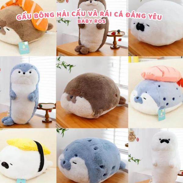 Gấu Bông Hải Cẩu & Rái Cá Nhồi Bông Đáng Yêu, Thú Nhồi Bông Rái Cá size lớn, Quà Tặng dễ thương Baby Ros