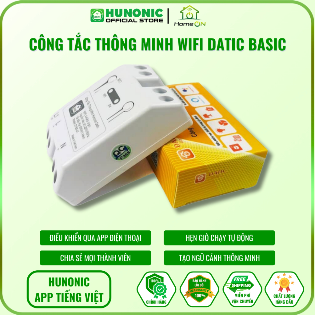 Công Tắc Thông Minh Wifi Hunonic Datic Basic 1 Kênh 500W Điều Khiển ...