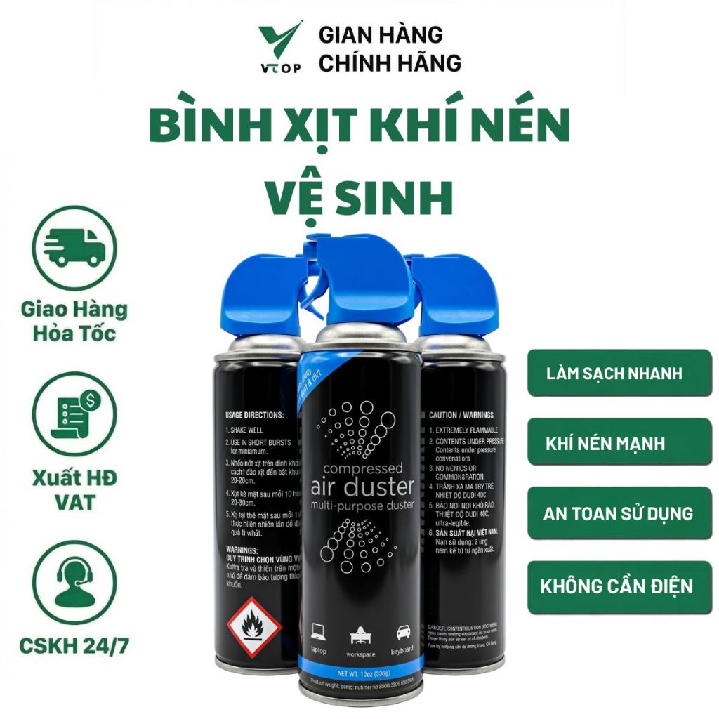 Bình xịt khí nén vệ sinh các thiết bị điện tử, vệ sinh bụi mịn bám trên thiết bị