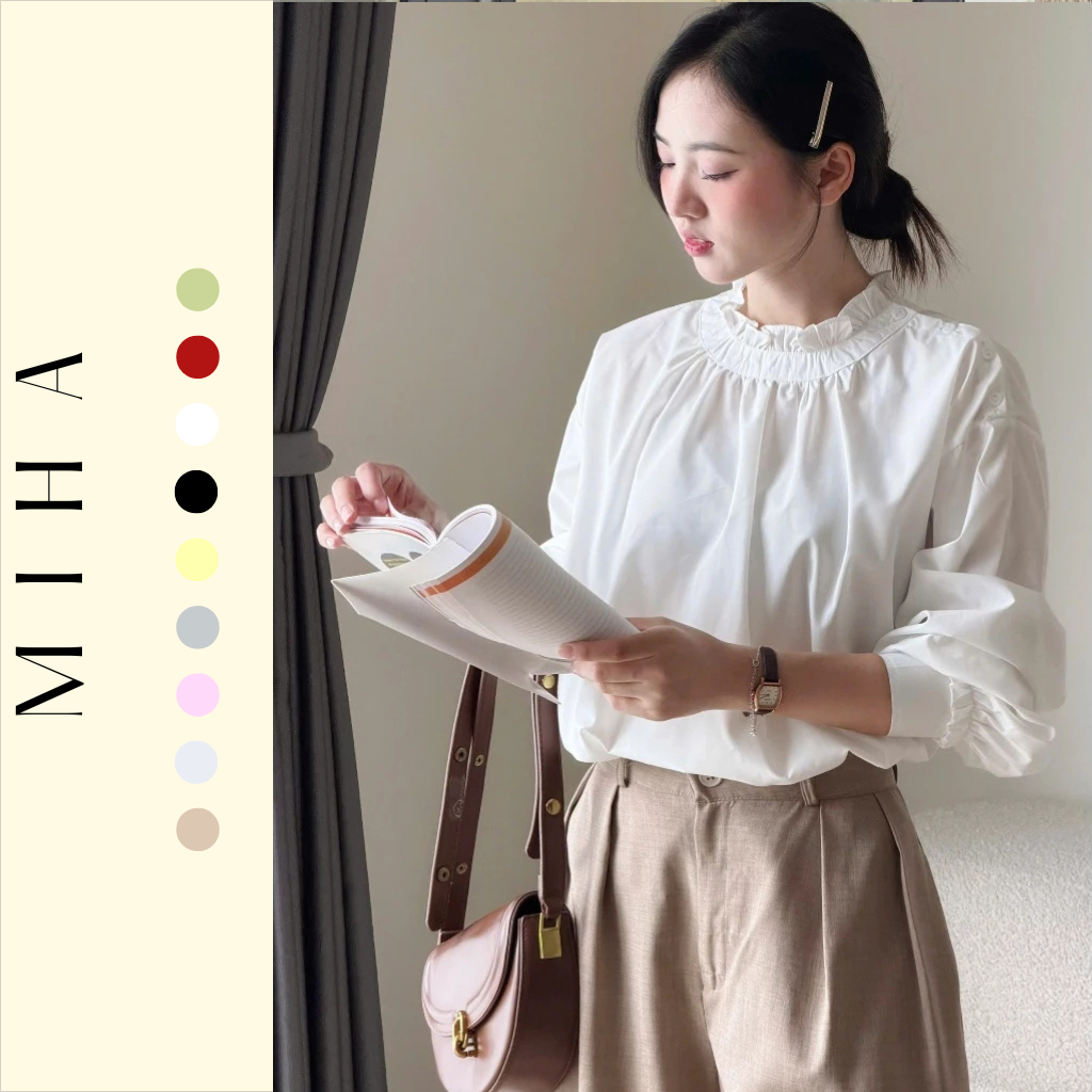 Áo kiểu babydoll cổ điệu dáng rộng Miha Studio