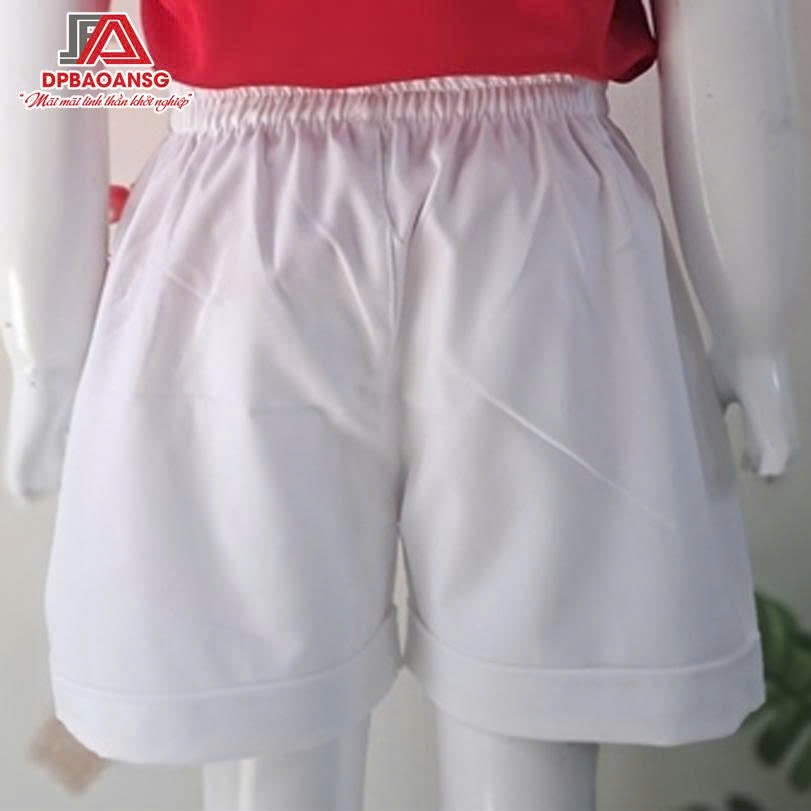 Quần Đùi Ngắn Màu Trắng Chất Cotton Mềm Mát Cho Bé - Mặc Phối Áo Cờ Đỏ Đi Chơi, Đi Học