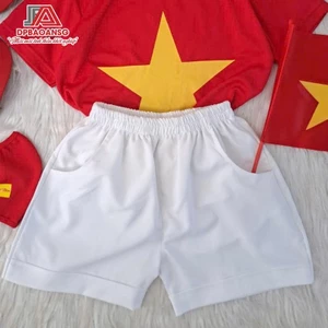 Quần Đùi Ngắn Màu Trắng Chất Cotton Mềm Mát Cho Bé - Mặc Phối Áo Cờ Đỏ Đi Chơi, Đi Học