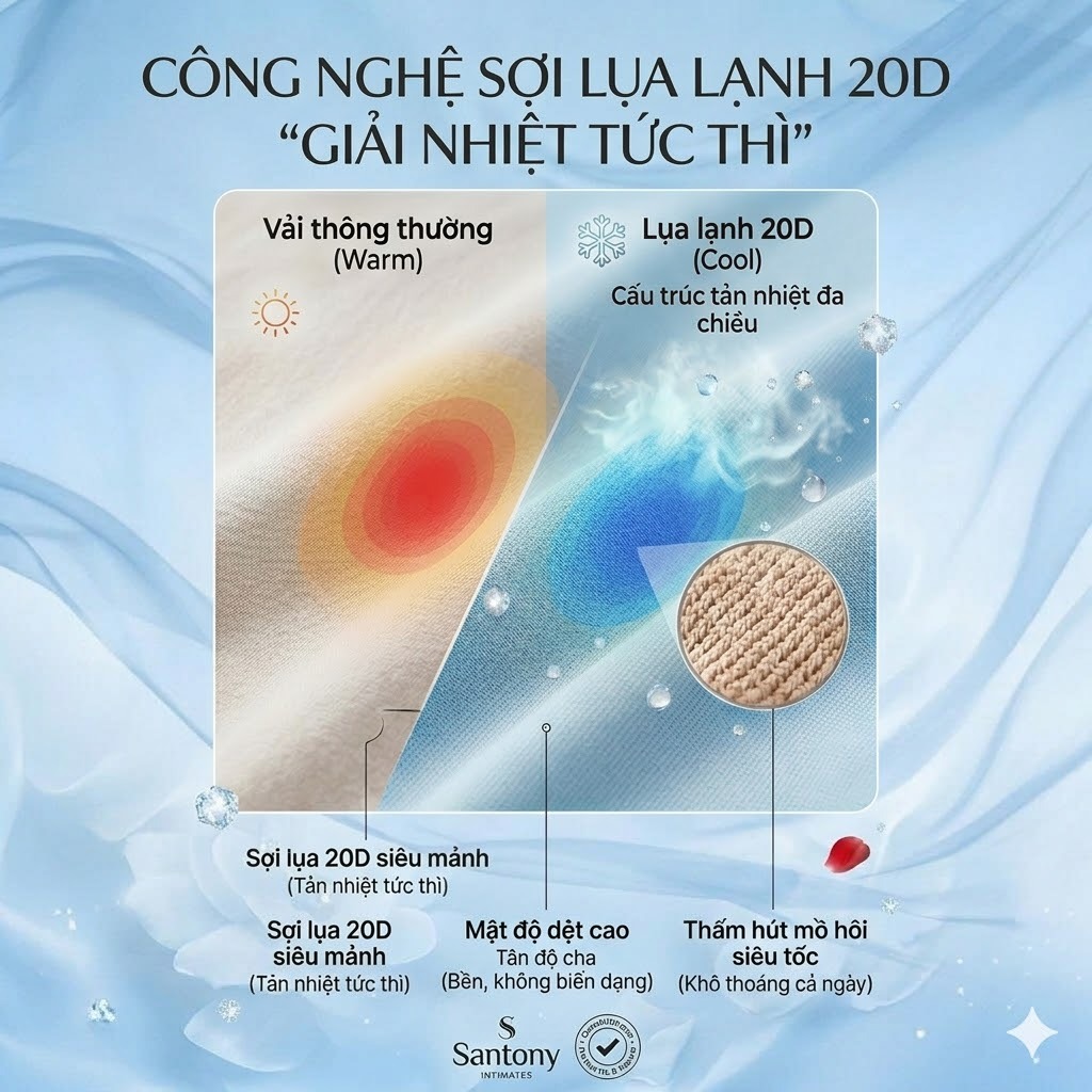 Áo Mặc Trong Kèm Bra Santony 5531 & 5532 - Ôm Body Tự Nhiên, Tỏa Hương Hoa Trà PIER N°5