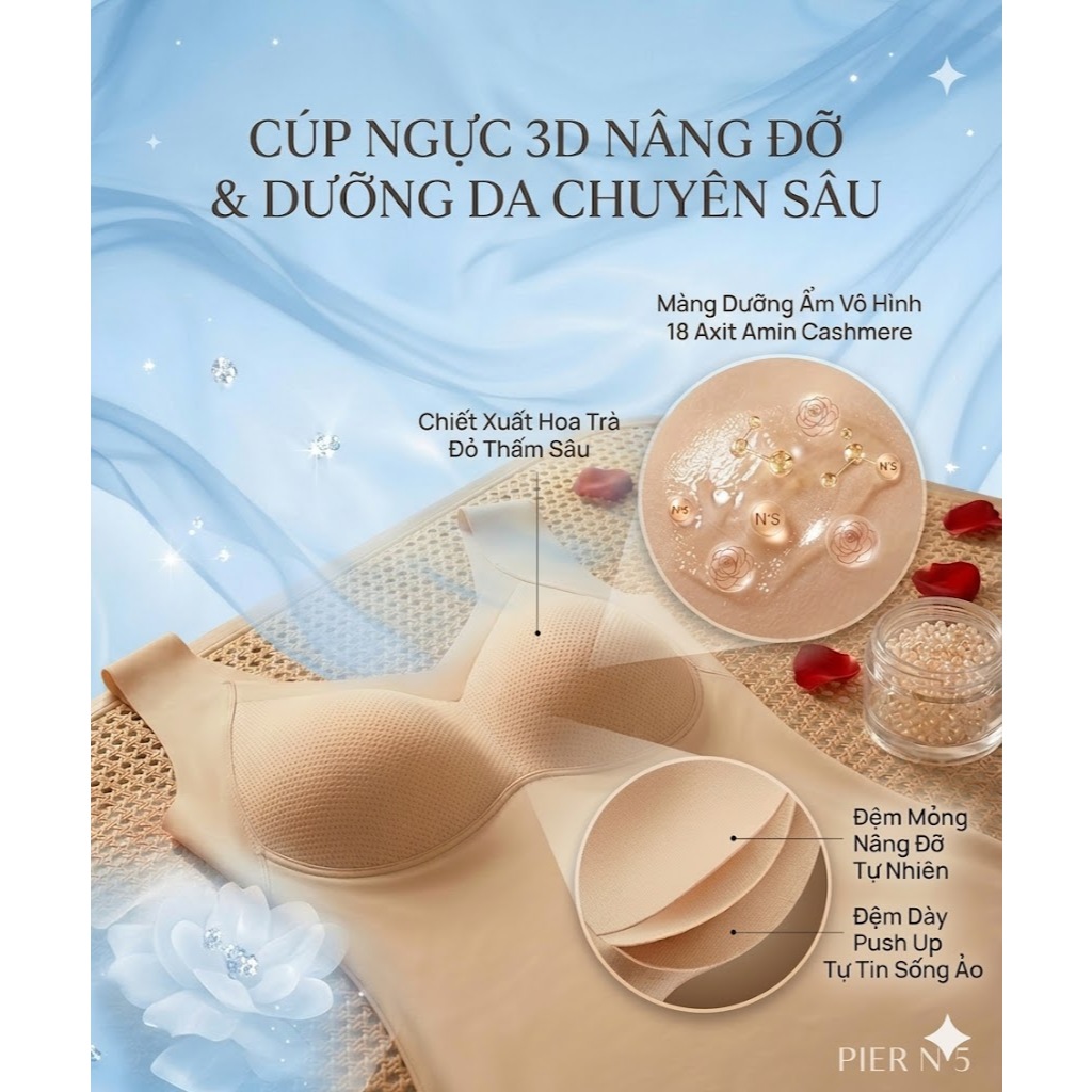 Áo Mặc Trong Kèm Bra Santony 5531 & 5532 - Ôm Body Tự Nhiên, Tỏa Hương Hoa Trà PIER N°5