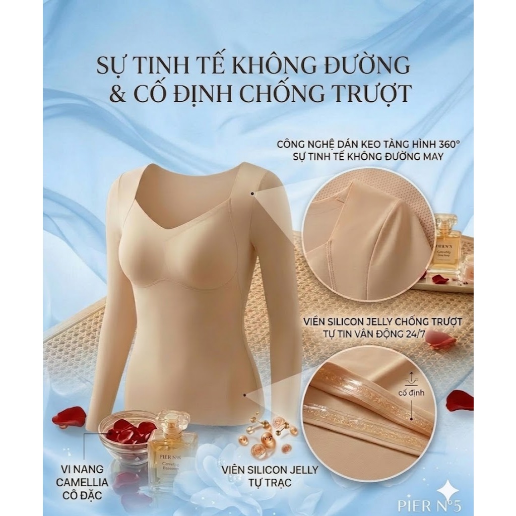 Áo Mặc Trong Kèm Bra Santony 5531 & 5532 - Ôm Body Tự Nhiên, Tỏa Hương Hoa Trà PIER N°5