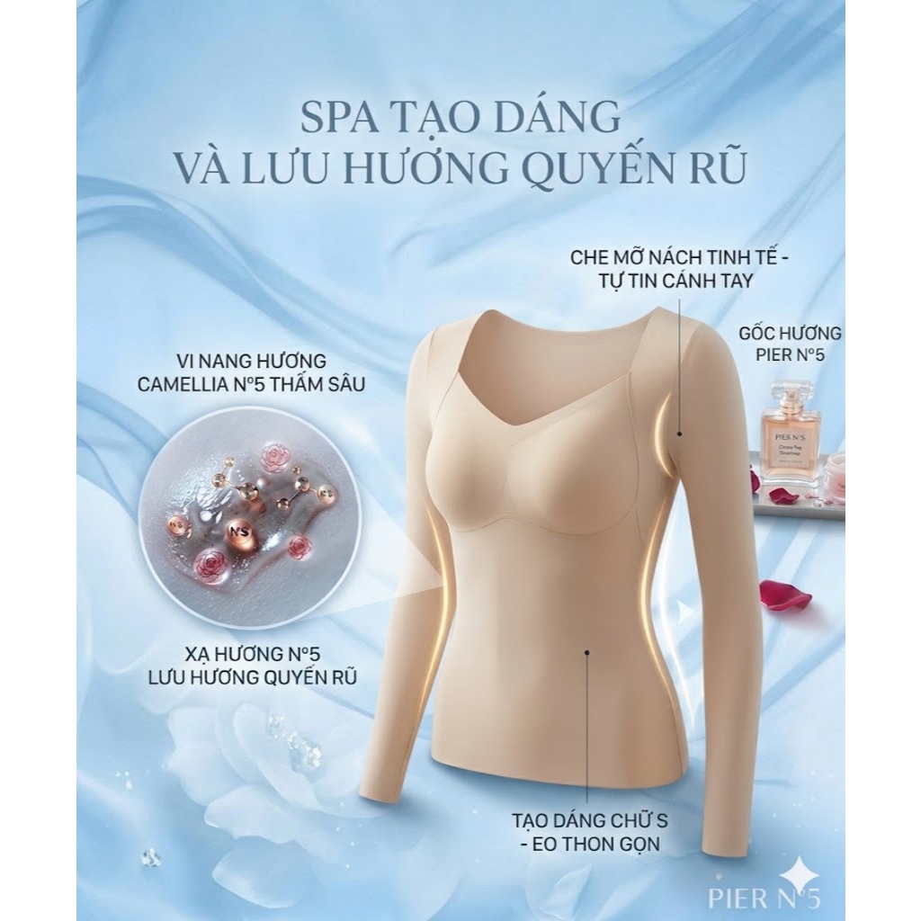 Áo Mặc Trong Kèm Bra Santony 5531 & 5532 - Ôm Body Tự Nhiên, Tỏa Hương Hoa Trà PIER N°5