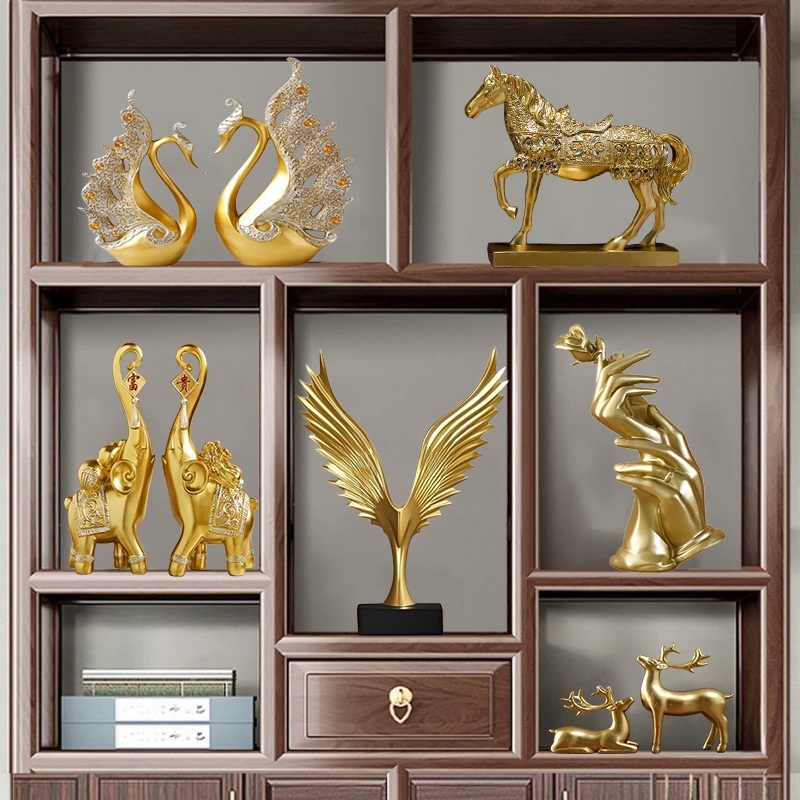 Bộ tượng các mẫu vàng bạc composite decor nhà cửa, quà tặng tân gia ý nghĩa